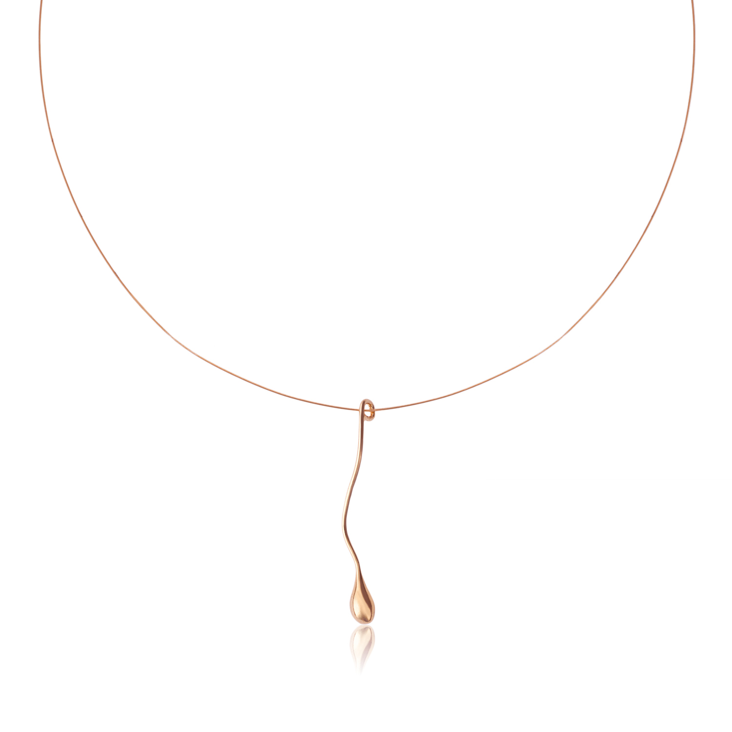 Olive oil drop pendant in 18k red gold