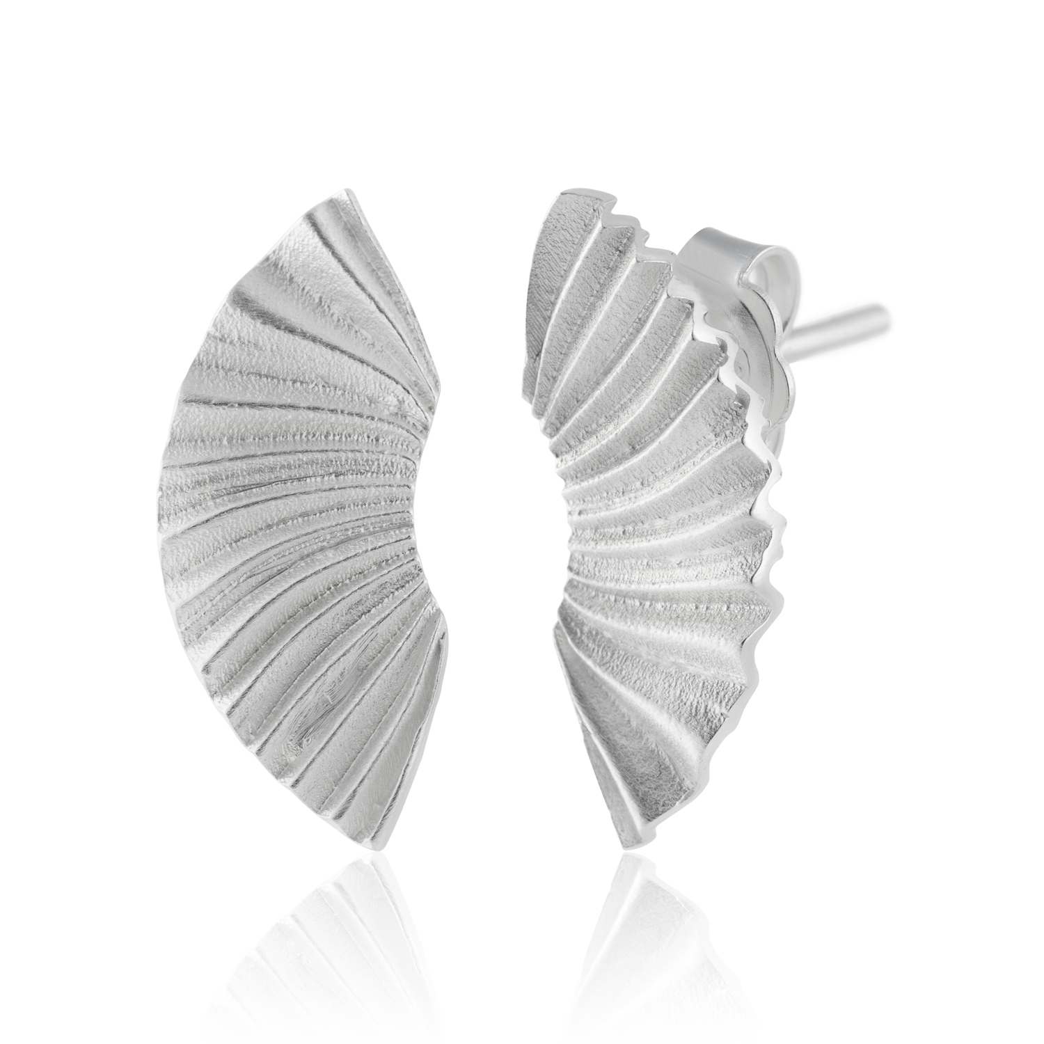 Pleats silver small earrings